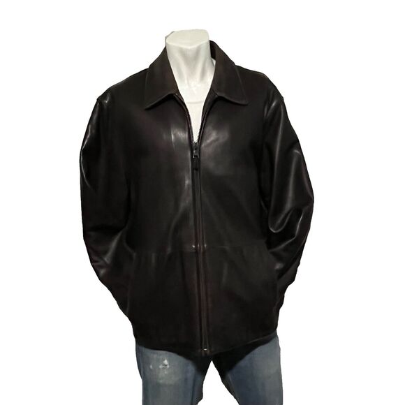Marc New York Soft Lambs Leather Jacket Mens Quilt Lined Large - Picture 5 of 10